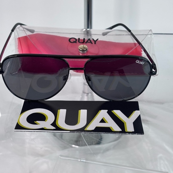 Quay Australia Black Aviator Sunglasses with Double Bridge main image 4